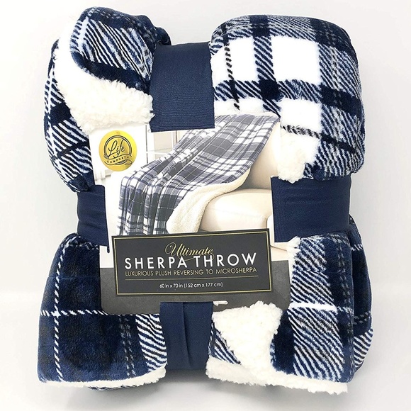 Life Comfort Bedding Microfiber Plush Sherpa Throw Blanket